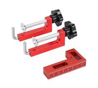 Bewinner Pinces d'Angle à Angle Droit de 90 Degrés en Aluminium pour le Travail du Bois, 2 Pièces de Pinces C Rouges avec carré de Position, Serrage Solide, Libération Rapide Réglable pour Armoires