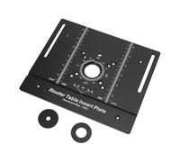 Bewinner Plaque d'insertion de Table de Routeur en Alliage d'aluminium Noir avec échelle Transparente, Surface Coulissante Lisse, Conception de Trou Central pour Sculpter, Tailler, Chanfreiner,