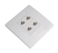 Bewinner Plaque Murale Ethernet 4 Ports avec Prise Amovible, Plaque Murale Internet Pratique pour Réseau CAT6, Adaptée à la Décoration Intérieure, Taille 3,39 X 3,39 Pouces