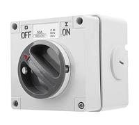 Bewinner Prise de Commutateur Extérieure étanche à la Poussière, Isolation IP66, Marche/arrêt Rotatif, Boutons de Commande Industriels 250 V 32 A et Indicateurs avec Verrouillage de sécurité (2P50A)