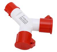 Bewinner Prise Industrielle avec Coque Isolée PA66, Conception 1 Entrée 2 Sorties, Prise Y à 4 Cœurs étanche et Antidéflagrante, 380-415 V 16 A, Classée IP44 pour une Utilisation Intérieure et