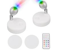 Bewinner Projecteur Sans Fil avec Télécommande, Mini Projecteur RVB 13 Couleurs Lumières Rotatives à Piles, Lampe d'Ambiance Intérieure pour Afficher Œuvres d'Art