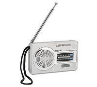 Bewinner Radio AM FM de Poche, Mini Puce Radio Transistor Portable, Lecteur Radio Compact Alimenté par Batterie avec Antenne, Haut-Parleur, Prise Casque, Gris Argenté
