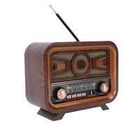 Bewinner Radio Bluetooth Vintage avec Réception AM/FM/SW, Haut-Parleur Rétro Rechargeable Portable, Antenne, Entrée USB/SD/AUX, Lecteur MP3, de Décoration Intérieure (Couleur Sombre)