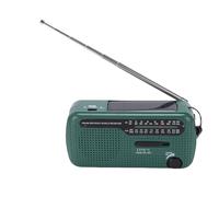 Bewinner Radio d'urgence Solaire Portable à Manivelle, Radio Météo AM/FM/Ondes Courtes/NOAA avec Lampe de Poche LED, Banque d'alimentation 1200 MAh Alimentée à 5 Voies pour Smartphone (Green)