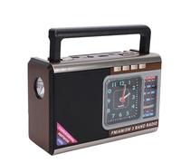 Bewinner Radio Portative Rétro |Récepteur AM/FM/SW à énergie Solaire avec Lecture USB/SD, Lampe de Poche et Horloge Intégrées pour Le Camping et L'extérieur