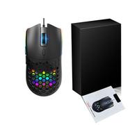 Bewinner Souris de Jeu Ergonomique Filaire S500, Conception Creuse, Souris Optique USB Légère 6400 DPI avec Rétroéclairage RVB, 6 Boutons Programmables pour Ordinateur Portable, Plug and Play, Câble