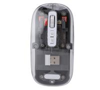 Bewinner Souris d'ordinateur Transparente Tri-Mode, Souris Bluetooth sans Fil Rechargeable 2,4 G BT1 BT2, Optique USB Silencieuse à 6 Boutons avec 800-1600 DPI, Lumière Respiratoire à Sept Couleurs