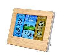 Bewinner Station Météo sans Fil pour Intérieur Extérieur, Horloge LCD Numérique Station Météo Numérique Horloge Portable pour Thermomètre Mural Ou Droit(Jaune)