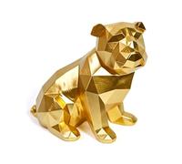 Bewinner Statue Bulldog Géométrique, Sculpture Résine Low Poly, pour (Gold)