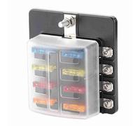 Bewinner Support de Boîte à Fusibles 8 Voies avec Indicateur LED, Borne à écrou à Vis, Couvercle Transparent - Fusibles 10 A 15 A 20 25 30 Inclus pour Voiture, Bateau, Camping-car, Marine