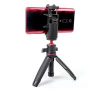 Bewinner Support de Bureau Portable pour Trépied Perche à Selfie avec Rotule en Métal Rotative à 360°, Port D'extension de 1/4 Pouce, pour Téléphone et Appareil Photo sans Miroir Vlog (Black)