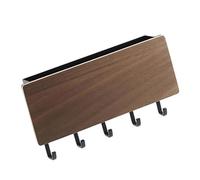 Bewinner Support Mural de Couloir en Bois, Porte-clés Multifonctionnel sans Perforation avec Crochets et étagères pour Sac, Chapeau, écharpe, Couleur Noyer, Design (Couleur Noyer)