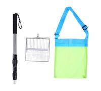 Bewinner Tamis de Plage Collecteur de Coquillages avec Sac en Filet Extensible, Tamis à Sable en Métal pour Coquillages, Trésors de Verre de Mer, Kit d'outils de Peignement de Plage Comprenant 1 (1