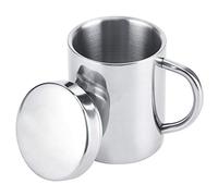 Bewinner Tasse à café à Double Paroi en Acier Inoxydable avec Couvercle et Poignée, Tasse de Voyage Isolée Portable de 300 Ml pour Boissons Chaudes et Froides, à thé Anti-brûlure pour la Maison, le