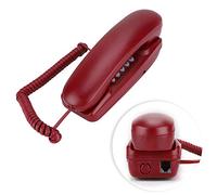 Bewinner Téléphone Filaire, Téléphone Fixe sans Affichage d'Identification De l'Appelant, Téléphone Mural pour Bureau à Domicile, Compatible avec La Fonction Flash/Sourdine/Répétition(Rouge)
