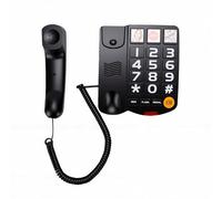 Bewinner Téléphone Fixe Extra Puissant 110 DB à Gros Boutons pour Personnes âgées avec Numérotation Abrégée à 3 Photos, Haut-Parleur, Sonnerie Forte et Touche D'appel d'urgence (Black)