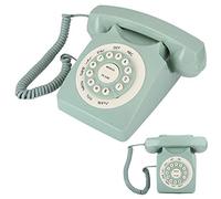Bewinner Téléphone Fixe Vintage Européen Antique Vert - Qualité d'appel Haute Définition avec Grands Boutons Transparents, Téléphone Filaire Rétro pour Bureau à Domicile avec Stockage de Numéros