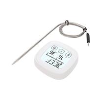 Bewinner Thermomètre Numérique pour Barbecue avec Sonde et Minuterie, Thermomètre à Viande de Cuisine à écran Tactile, 9 Aliments Prédéfinis, 5 Niveaux de Cuisson pour Griller, Rôtir, Cuire