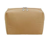 Bewinner Trousse de Maquillage Portable pour Femme, Petite Trousse de Rangement pour Cosmétiques avec Double Fermeture éClair, de Toilette de Voyage en Nylon Imperméable, Beige Clair (Bronzage Clair)