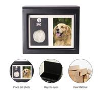 Bewinner Urne Commémorative en Bois pour Animaux de Compagnie, pour Cendres de Chien ou de Chat, Grande avec Cadre Photo et Gravure Imprimée Unique, Matériau en Pin Funéraire pour Animaux de Compagnie