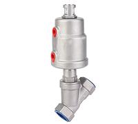 Bewinner Vanne à Siège Angulaire en Acier Inoxydable 1/2" DN15, Vanne à Vapeur Pneumatique à Commande Pneumatique avec Filetage Femelle, Alésage de 50 Mm, scellé en PTFE, Tête de Gaz Rotative à