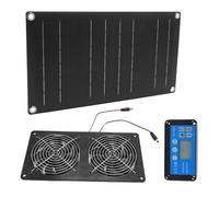 Bewinner Ventilateur Solaire 20 W avec Contrôleur de Minuterie, 2 Packs de 6 Pouces Ventilateurs D'échappement à Haute efficacité Low Bruit pour la Ventilation du Hangar de Poulet en
