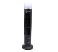 Bewinner Ventilateur Tour sans Pales, Ventilateur de Bureau Silencieux Portable avec Vitesse et Lumière Réglables, USB Compact Peu Encombrant pour la Maison, la Chambre ou le Bureau (BLACK)