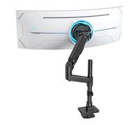 BEWISER Bras de moniteur robuste réglable en hauteur avec poteau de 40 cm, support de 124 pouces pour écran de 34 à 57", peut supporter jusqu'à 25 kg, support de bureau en aluminium ultra large, noir