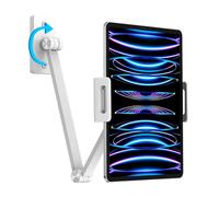 BEWISER Support mural pour tablette, iPad, support de lit, base rotative à 360°, en alliage d'aluminium, compatible avec tablette de 4,7 à 12,9", téléphone, Kindle, Galaxy Tab, blanc