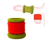 BEWISH Anneau de Pénis Double Anneux Scrotal Éjaculation Retardée Jouet Sexuel pour Améliorer Éjaculation Scrotum Ball Stretcher Penis Anneaux de Pénis Manchon de Pénis Cock Sleeves Cock Rings Orange