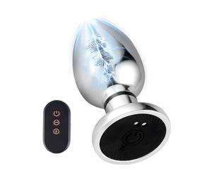 BEWISH Electro-stimulation Plug Anal Fiche avec 10 Modes de Vibration et 10 Modes de Choc Electrique Acier Inoxydable Plug Anus Stimulation Électrique Avec Télécommande Butt Plug Sex Toys (Taille M)