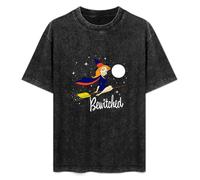 Bewitched Cartoon Witch Retro TV Show Environ Mental T-Shirt Printed Tee Graphic Top for Men Black Shirt S