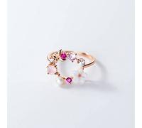 BEWITCHYU Bague en Argent S925, Bracelet en Diamant Pour Femme, Coquillage, Fleur Et Perlebague en argent s925, Ouverture réglable