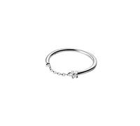 BEWITCHYU S925 Bague Personnalisée en Argent avec Chaîne D'Index en Diamant Unique, Petite Bagueargent, 16
