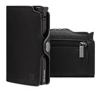 BEWMER Porte Carte Bancaire 1 Blindé | Portefeuille Slim pour Homme et Femme | Porte Cartes et Documents avec Protection RFID et Pince à Billets en Fibre de Carbone | Noir