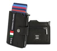 BEWMER v2 Portefeuille Homme&Femme en Cuir Véritable avec Protection RFID Anticlonage | Porte Carte Homme&Femme pour 9 Cartes De Crédit, avec Poche Monnaie | Portefeuilles Et Porte-Cartes, Noir