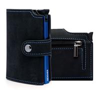 BEWMER v2 Portefeuille Homme&Femme en Similicuir avec Protection RFID Anticlonage | Porte Carte Homme&Femme pour 9 Cartes De Crédit, avec Poche Monnaie | Portefeuilles Et Porte-Cartes Noir-Bleu