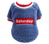 Bewnvne Combinaison en polaire pour animal de compagnie - Pull chaud avec deux jambes - Automne et hiver - Vêtements tendance pour chien - Vêtements avec mots samedi - Pour chiens de petite et moyenne
