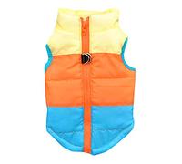 Bewnvne Veste chaude en duvet de coton pour chien, fermeture éclair avec attache pour laisse, gilet d'hiver rembourré sans manches, épais (bleu ciel, taille L)