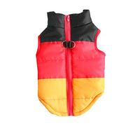 Bewnvne Veste chaude en duvet de coton pour chien, fermeture éclair avec attache pour laisse, sans manches, gilet rembourré épais, manteau d'hiver pour chien (rouge, taille L)