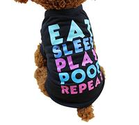 Bewnvne Vêtement pour animal de compagnie - T-shirt en polyester pour chien de petite taille - Costume d'été pour animaux de compagnie - Vêtements pour chiots de petite et moyenne taille avec des mots