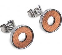 BeWooden boucles d'oreilles dames avec détails en bois Boucles d'oreilles rouges Cercle universel