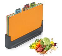 BEWOS 4 Pcs Planches à Découper avec Code Couleur, Plastique Réversible avec Support et Pieds Antidérapants pour Cuisine