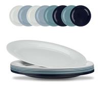 BEWOS Lot de 8 assiettes en plastique incassables, légères et réutilisables pour fête, camping, cuisine, passe au lave-vaisselle et au micro-ondes
