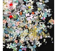 Bewudy 500 pcs Mélange deco ongle nail art, 3D décoratives pour nail art d'ongles en résine, Accessoires strass ongle Fleur Coeurs pour l'art des ongles Décorations d'ongles DIY (Couleurs mélangées)