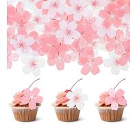Bewudy 60 pièces décoration de gâteau en fleurs de cerisier fleurs comestibles, décoration degâteau enfleurs decerisier rose décorationde gâteau enfleurs decerisier fleurs comestibles décoration