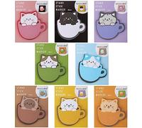 Bewudy 8 paquet de notes adhésives chat, mignon de bande dessinée blocs-notes adhésifs forme Self-Stick Memo Pads étudiants Home Office Roommates cadeaux Tab Supplies (240 feuilles)