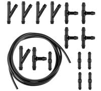 Bewudy Kit de réparation universel pour système de lave-glace, 3 m, 15 raccords de tuyau de lave-glace, kit de réparation pour lave-glace (noir)