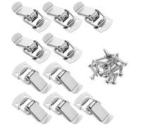 Bewudy Lot de 10 fermetures à cliquet plates en acier inoxydable avec vis - Pour fenêtre, boîte à outils, tiroir, armoire, valise (38 x 22 mm)